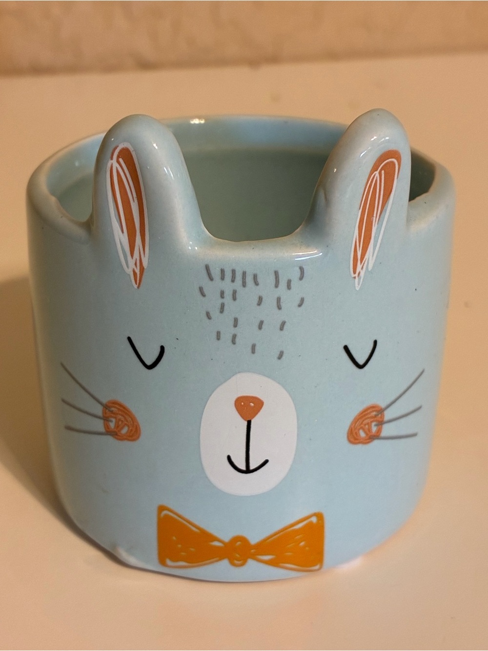 Small Ceramic Bunny Planter, Trinket Bowl Height 3 Inches -circumference 9 Inch